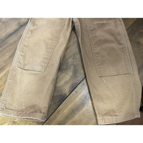 Kids Carhartt Overalls Canvas Bib Double Knee Pants Brown Youth 4 - Picture 2 of 12
